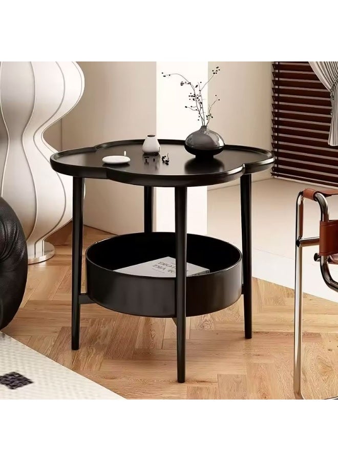 DubaiGallery Modern Coffee Side Table with Raised Edge Top and Lower Organizer Shelf, Premium Black Metal Finish, Functional Accent Table for Home, Office or Lounge Areas - Image 2